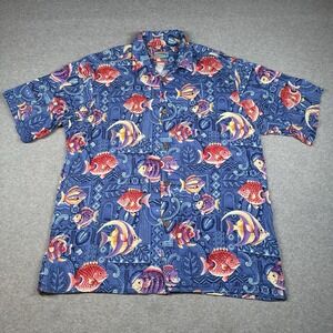 Vintage Joe Kealoha's Reyn Spooner Hawaiian Shirt L Fish Print Made in‎ Hawaii